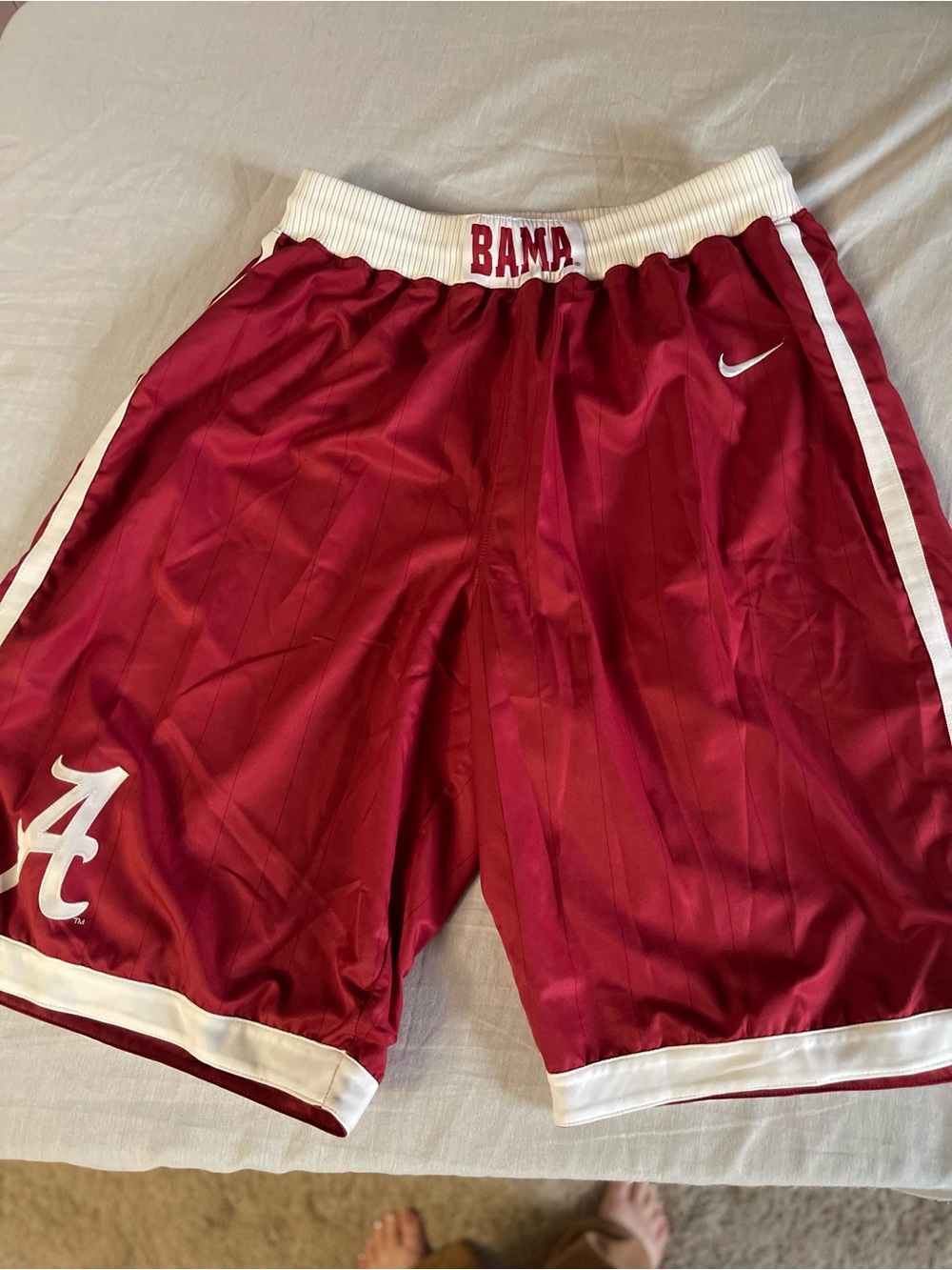 Nike Men's Crimson Athletic Shorts with White Trim Alabama